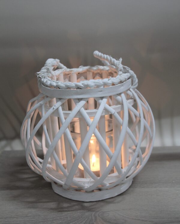 Windlicht boho weiss